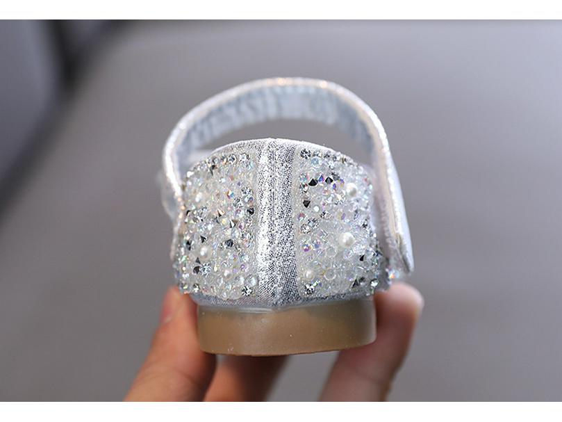 2025 Spring/Summer Korean Style Girls' Rhinestone Bow Princess Dance Leather Shoes
