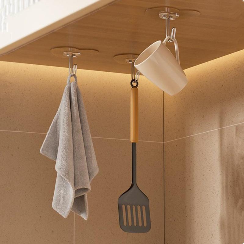 Ganci Trasparenti a Forma di Cuore Senza Foratura Plastica Appendi Amore Supporto Autoadesivo Chiave Asciugamano Ganci Multiuso Scaffale di Stoccaggio