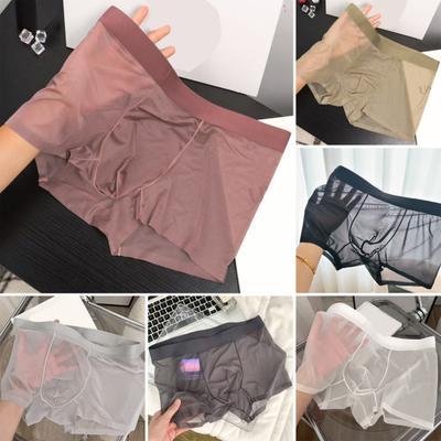 Heren Boxer Ondergoed Elastisch Middelhoge Taille Design U-Convex Dunne Perspectief Shorts Slips Naadloos Ondergoed Dagelijks Gebruik