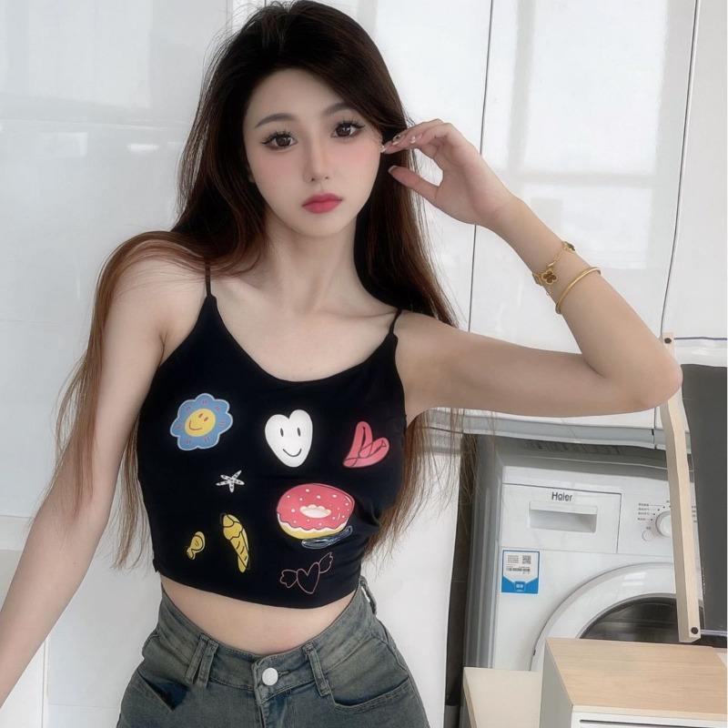 

Чистое желание с накладкой на грудь сексуальный белый принт маленький жилет халтер для женщин летом с коротким топом Sweet Spice One size