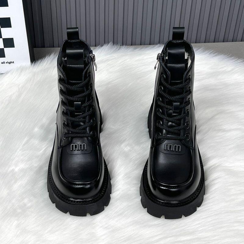 Thick-soled heightening and velvet warm Martin boots women's autumn and winter new popular British style versatile short boots