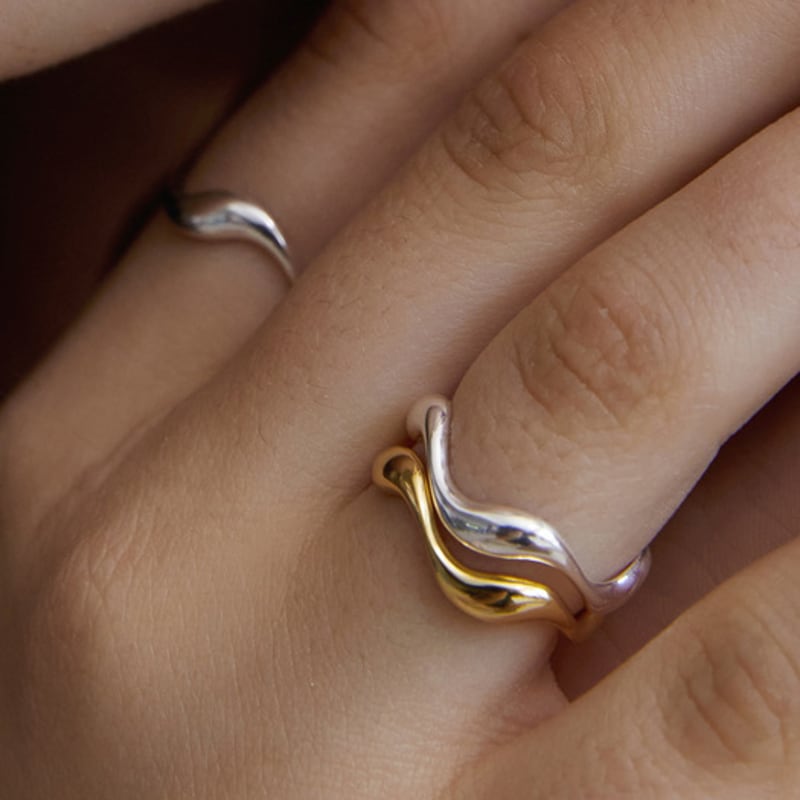 

TATIANA (Silver 925) Ripple Ring CR1839 Gold Plated_No. 13