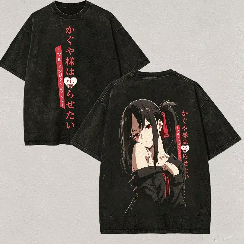 Kaguya‑sama: Love Is War Anime Vintage Washed Y2K Aesthetic Unisex Loose Short‑Sleeve Summer Pure Retro Streetwear Hot‑Sell