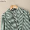 ZANZEA Women Turn Down Collar Casual Long Sleeve Stripe Thin Cardigan Tops