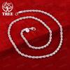 European American Style 925 Sterling Silver Twisted Rope Chain Necklace For Men Women Fashion Jewelry Christmas Party Gifts