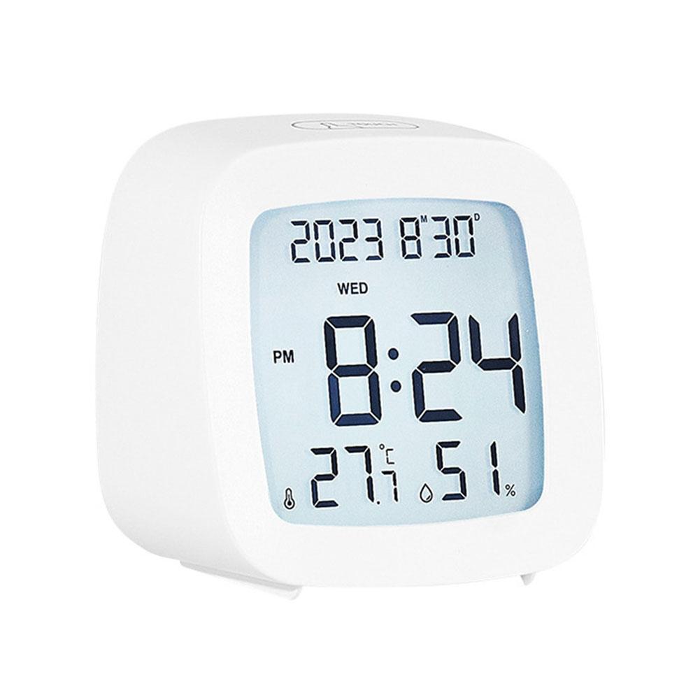 Digital Alarm Clock with Indoor Temperature Humidity Digtial Calendar Clock Battery Operated Portable Table Clock for Bedroom