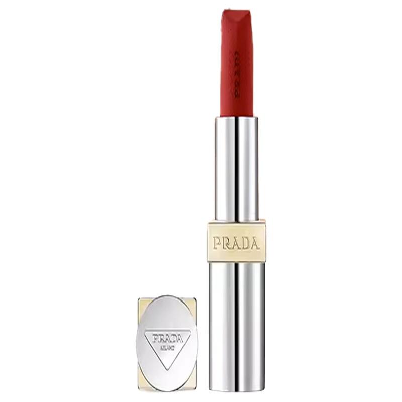 Prada Matte Lipstick Ultimate Color Overlay Lightweight Lipstick Soft Mist Cosmetics R28 Hot Red No Gift Box No Gift Bag