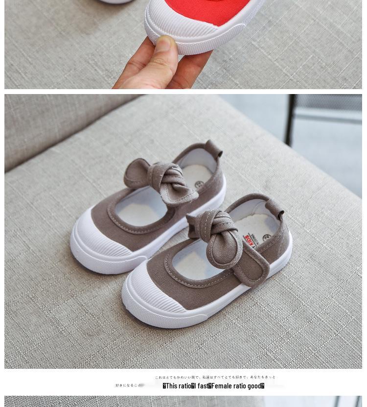 Korean Style Girls' Princess Canvas Velcro Shoes - Soft Sole for Spring & Autumn