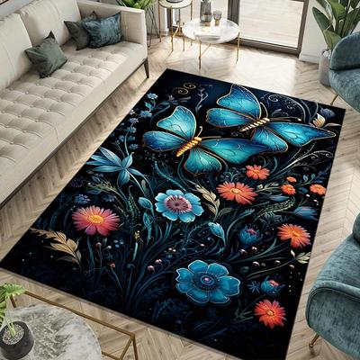 1pc Creative 3D Area Rug Appropriate for Office & Hotel, Butterfly Motif Carpet, Anti-Fatigue And Durable Printed Room Rug