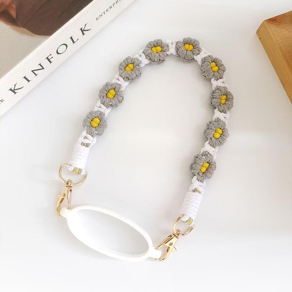 Handmade Daisy Woven Water Bottle Lanyard Strap