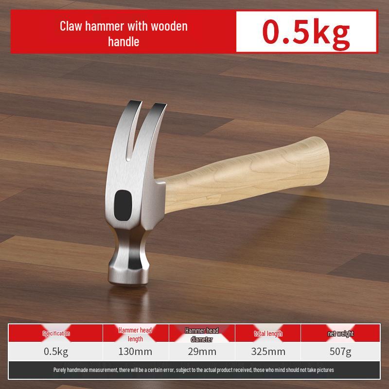 One-Piece Claw Hammer, Non-Slip Handle, Nail-Absorbing, Ideal for Woodworking and Household Use.