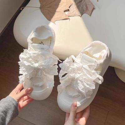 Pantofi de vară platformă pentru femei, pantofi de canvas respirabili, noi 2025, pantofi albi mici versatili cu fuste, nișă studențească, pantofi tip pâine