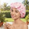 Bonnet de bain élastique double couche imperméable imprimé pour protéger les cheveux, idéal pour le shampoing et la salle de bain.