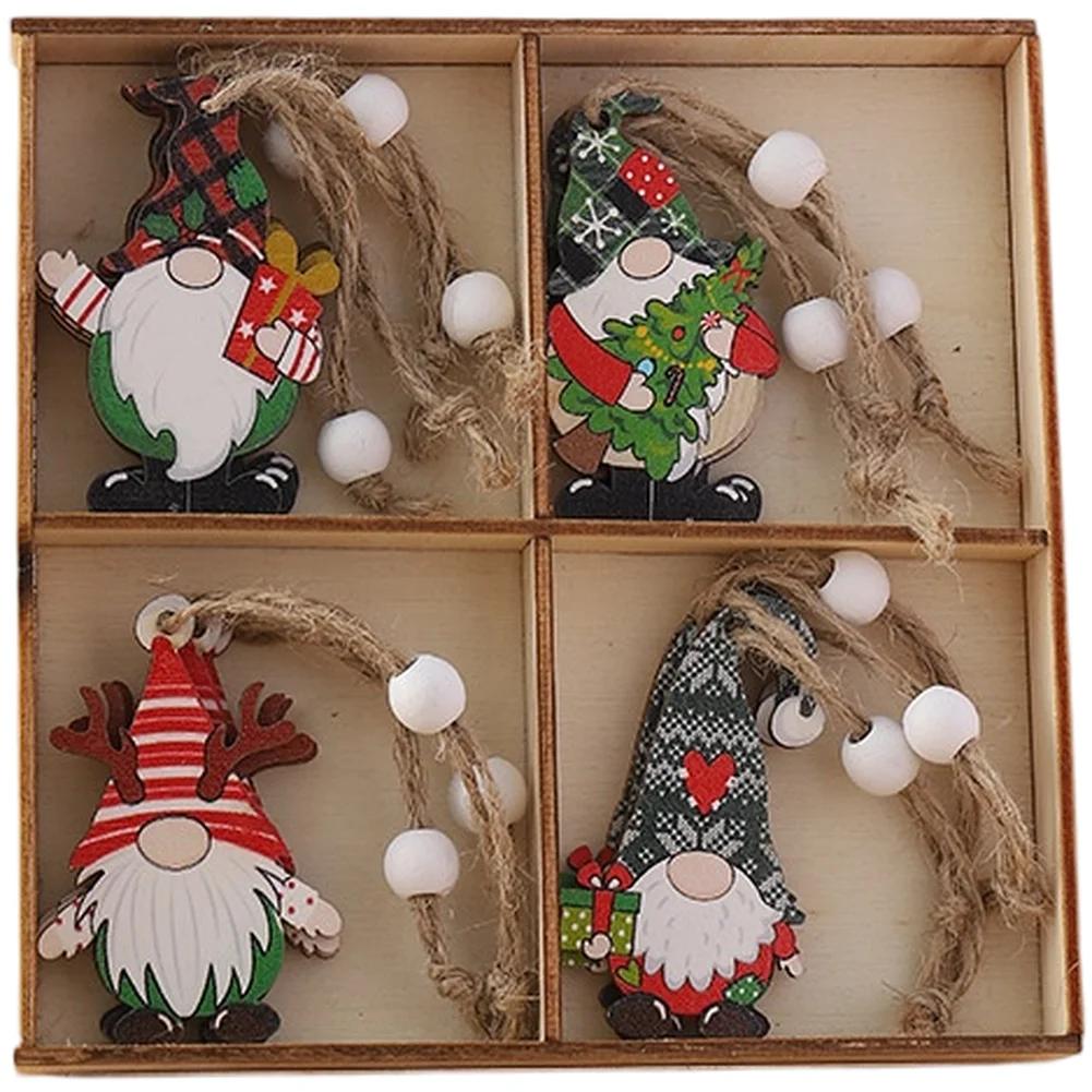 Engraved Holiday Decor Faceless Tree Pendants Christmas Celebration Intricate Engraving Natural Wood Material For Christmas Tree
