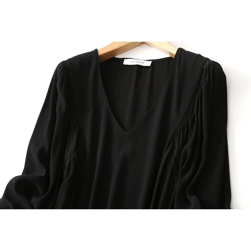 Foreign Trade Export Mature Intellectual Sexy Deep V-neck Loose Meat Covering Viscose Dress Temperament Drape Guest Dresses