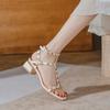 Shoes for Women Rivet Sandals Summer New Fashion Thin Band Leather Casual High Heels Shoes Sweet Pumps 35-43