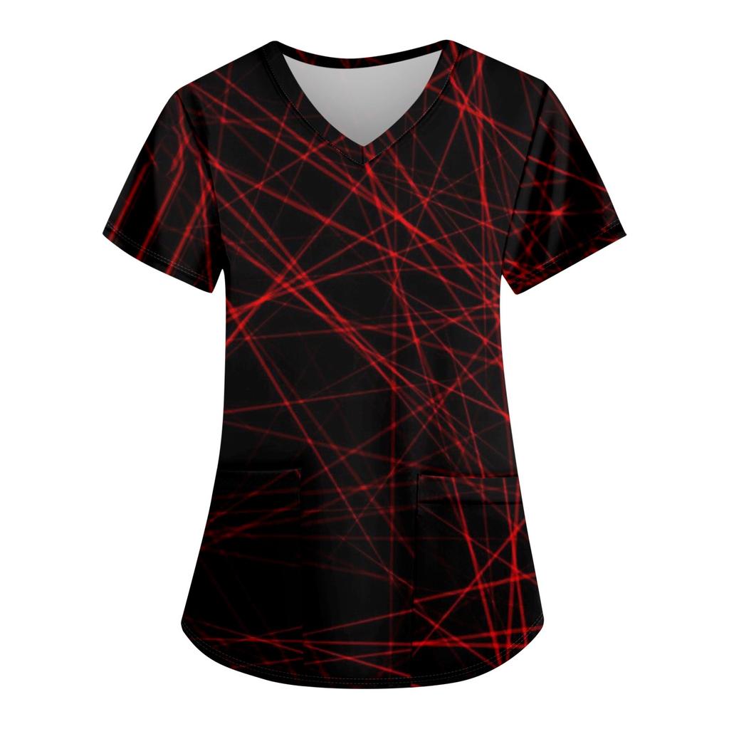 Women's Fashion Casual Halloween Printed Pocket T-shirt Tops