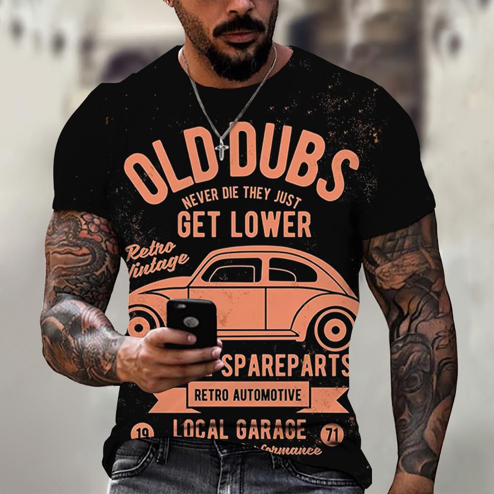 Vintage Motorcycle T Shirt For Men 3D Racing Girl Short Sleeve Tops Street Men's Biker T-shirt Oversized Tee Shirt Clothing