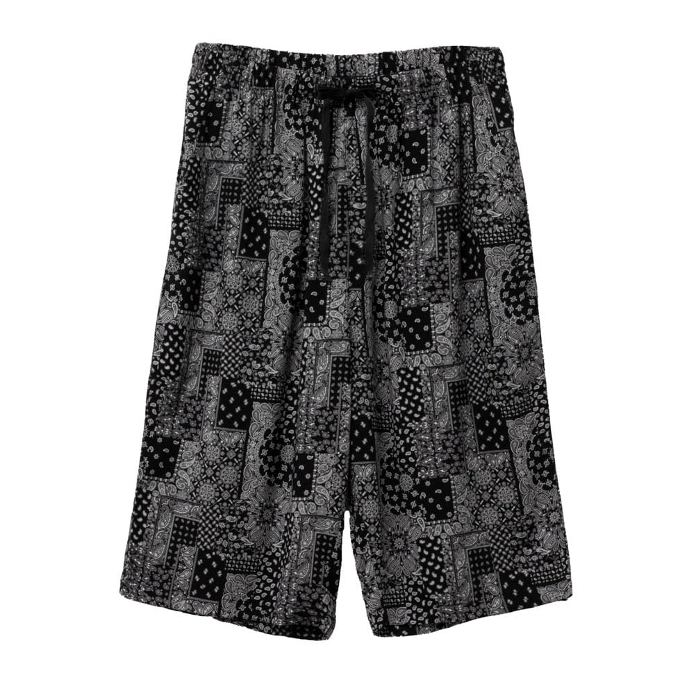

Стильные шорты Steteco Rayon с завязками на талии и узором бандана для дома [NAVY] [Navy] мужские черные:M
