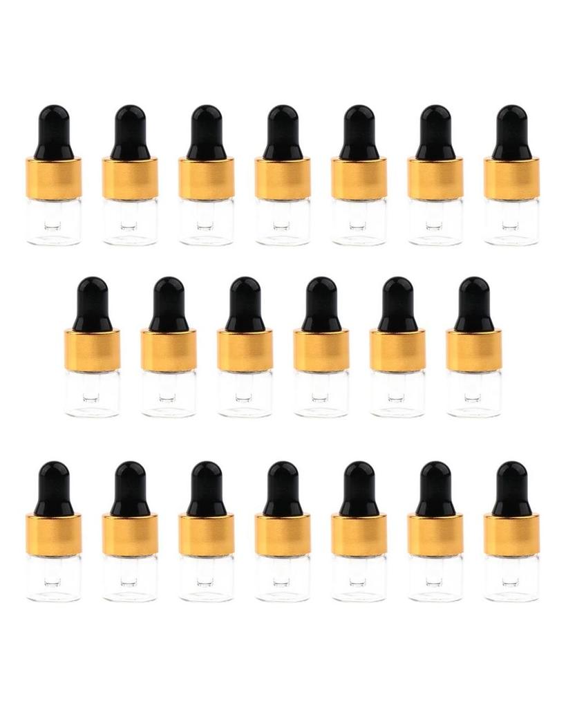 20 Pieces Travel Empty Glass Essential Oil Refillable Dropper Bottles 1 ML