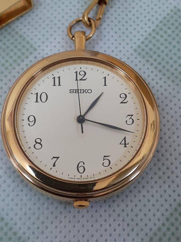 [USED] SEIKO Gold Pocket Watch with Chain