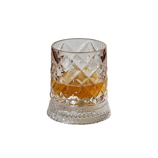 Drehbares Whiskey-Glas Vatertagsgeschenk, Drehend mit LED-Licht, 260ml Geprägter Becher für Weinliebhaber Papa, Vatertagsgeschenk, Eiswürfelfreundlich