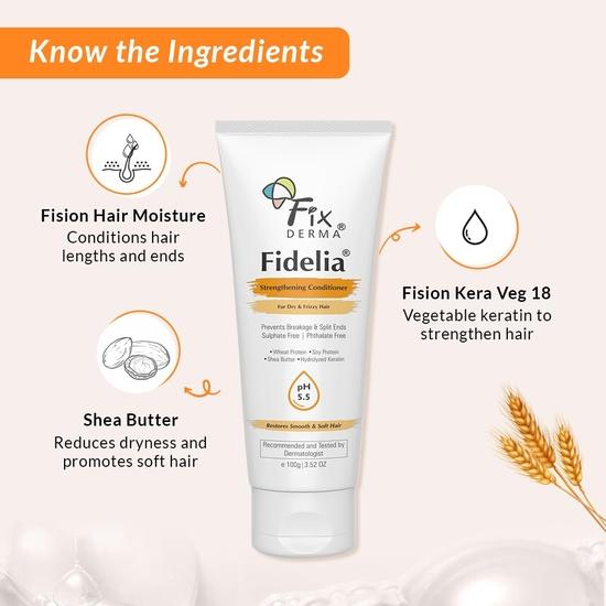 Fixderma Fidelia Stärkender Conditioner mit Sheabutter | Conditioner für Frauen & Männer | Haarspülung – 100 g (Packung mit 1)