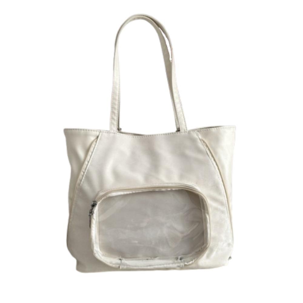 

Прозрачный передний карман Элегантная сумка через плечо Y2K Женский модный рюкзак Студенческая сумка-тоут Отпуск белый