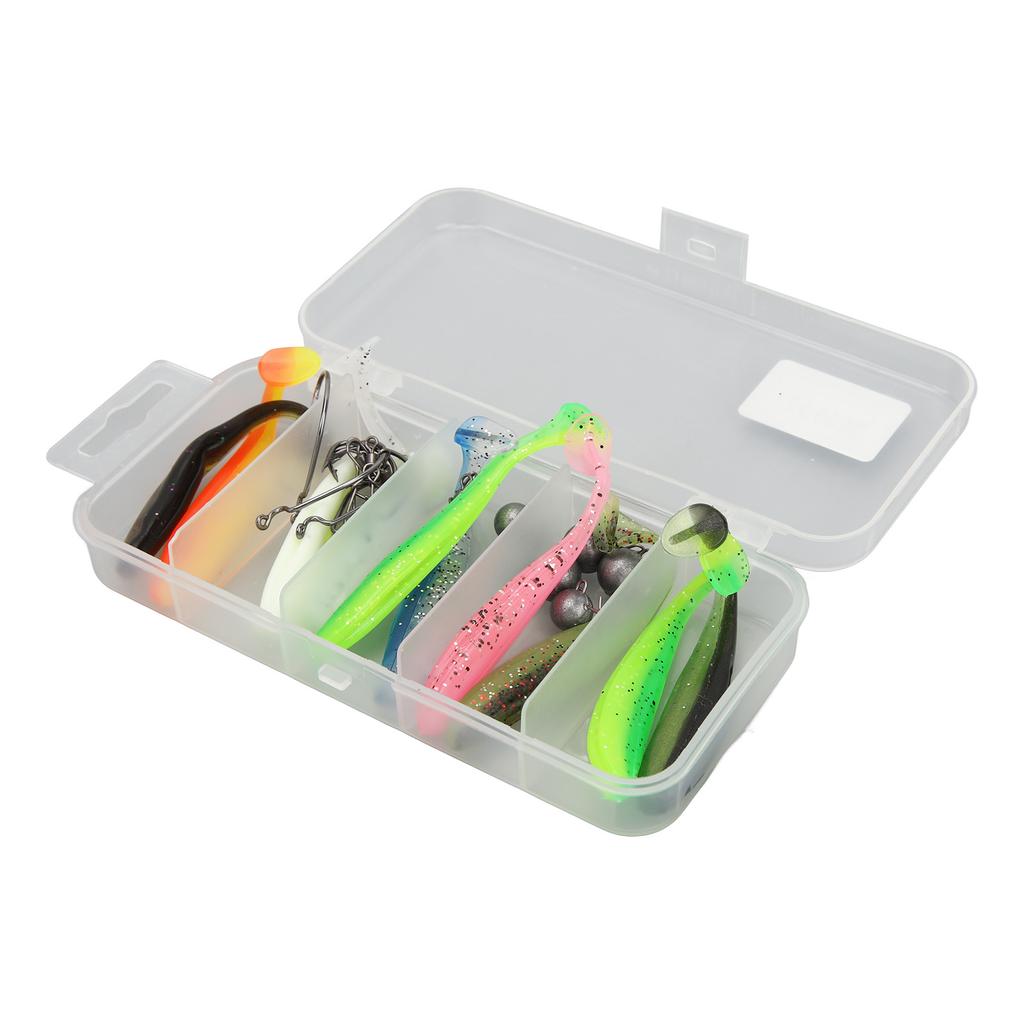 7cm Fishing Lure Silicone Soft Two Color T Tail Fishing Bait Set Fishing Accessories Set for Saltwater Fishing