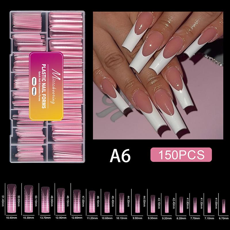 150 Pcs Dual Forms For Poly Nail Gel Soft Nail Forms Molds Acrylic Full Cover False Nail Tips Manicure Extension