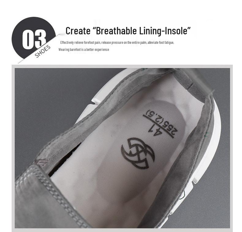 Men's Korean Style Spring Canvas Slip-On Casual Shoes - Breathable, Fashionable, Flat Bottom, Low-Top Board Shoes.