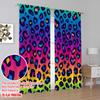 Flat Printing Drapes Rainbow Leopard Polyester Fabric Without Electricity Festive Wall Decor Use Booths Studio Props Curtains Set Of 2 Made