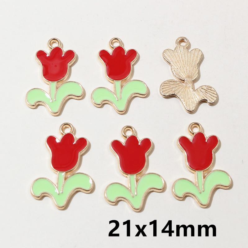 20pcs Enamel Mushroom Charms Pendant 19x19mm Alloy Metal DIY Jewelry Making Accessories for Earring Bracelet Necklace Finding