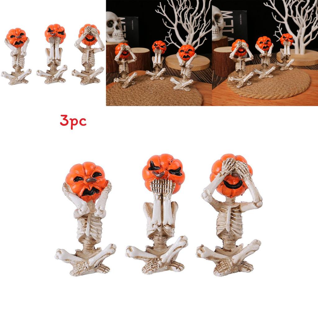 Horror Pumpkin Skull Figure For Festive Halloween And Holiday Scene Decoration