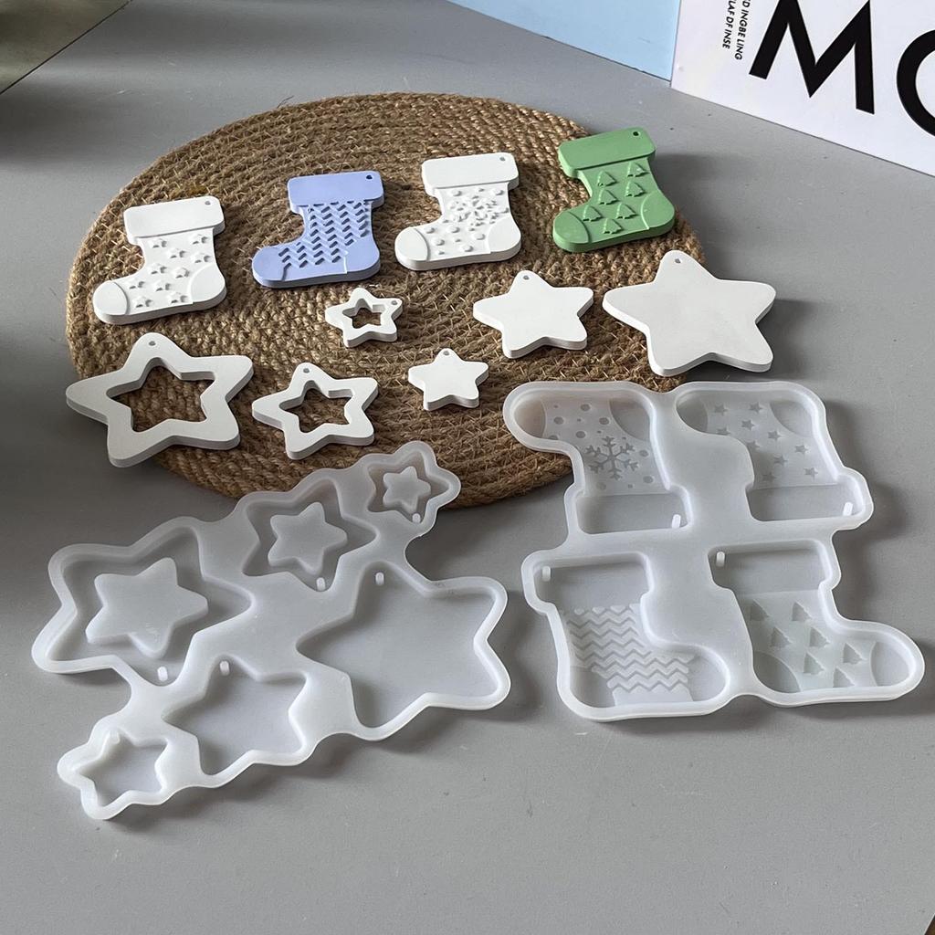 Christmas Stocking Silicone Mould Silicone Christmas Pendant Mold Decorative Silicone Mold Christmas Themed For Art Project