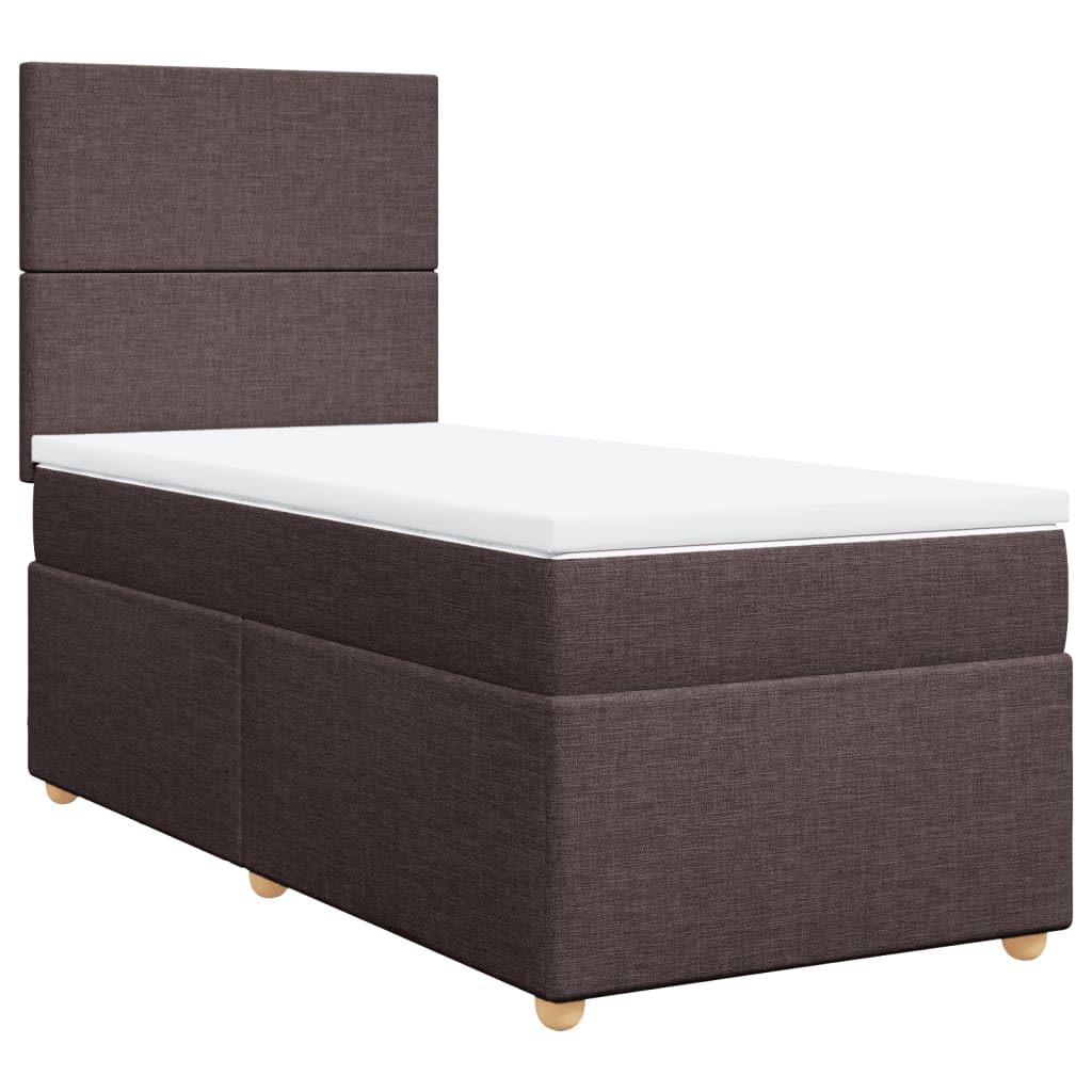 Box Spring Bed with Mattress Dark Brown 90 x 200 cm Fabric