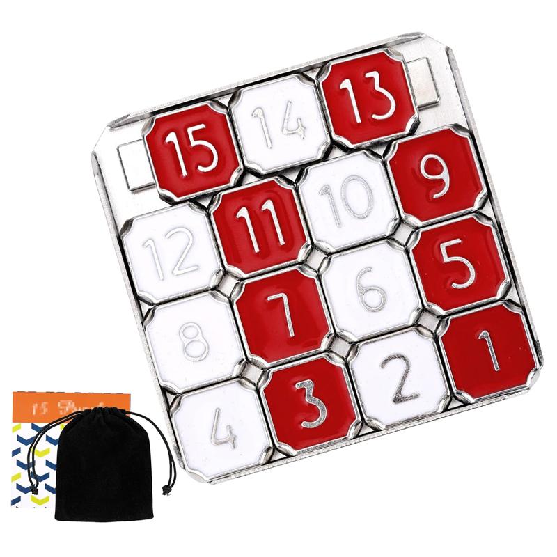 Metall Gehirnjogger 1-15 Zahlen Schiebepuzzle für Erwachsene Jugendliche Kinder IQ Test Digitale Huarong Straße Lernspielzeug