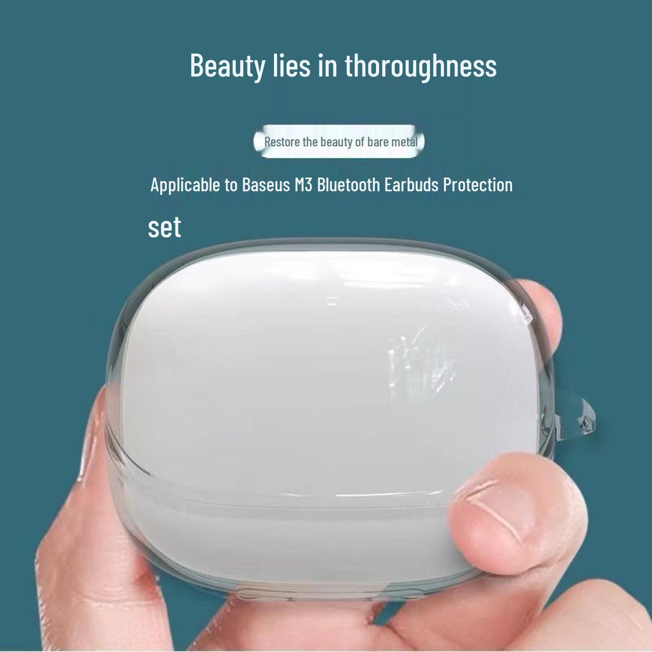 Compatible Baseus M3 Bluetooth Earphone TPU Transparent Soft Charging Case Cover Transparent soft case