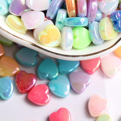 Home Party Supplies 250Pcs Accessories Heart Acrylic Beads Handmade Jewelry Making DIY For Gifts AB Color