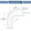 25-45mm 098"-177" ID 102mm 402" Length 90 Degrees Black Car Silicone Hose