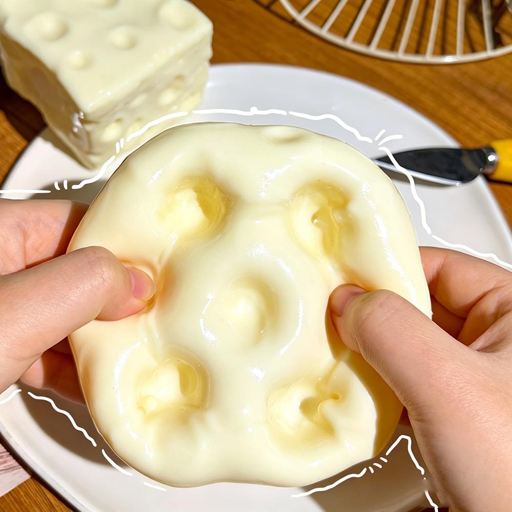 Squishy Cheese Cube Stress Relief Squeeze Toy Non Rebound Shapeable Sensory Fidget Toy Soft Food Shaped Hand Relax Daily Gift