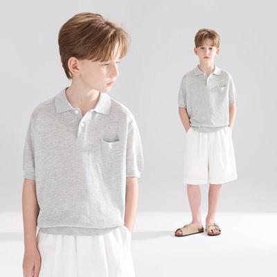 Mucmukn Kids' Cooling Ice Silk Knit Polo Shirt