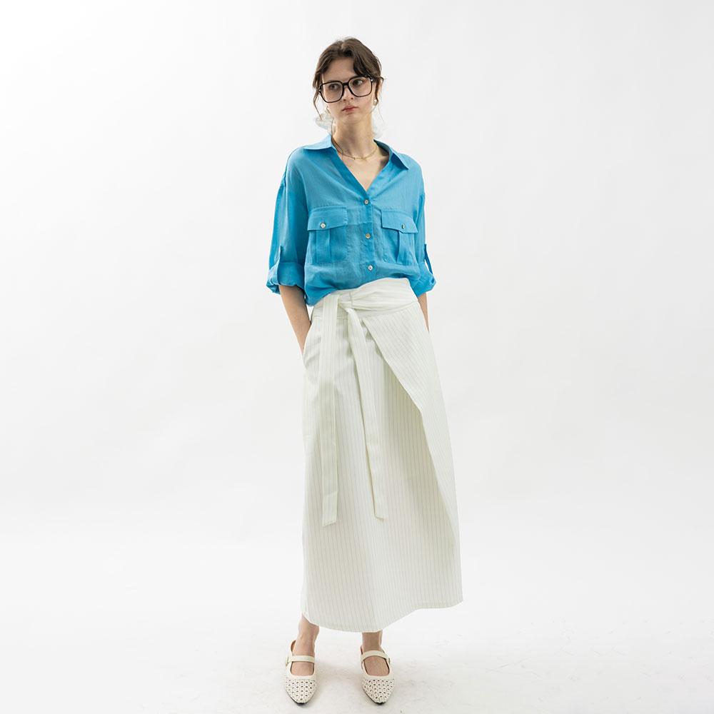 Wednesday Delight Wd_Stripe Wrap Midi Skirt_2Color