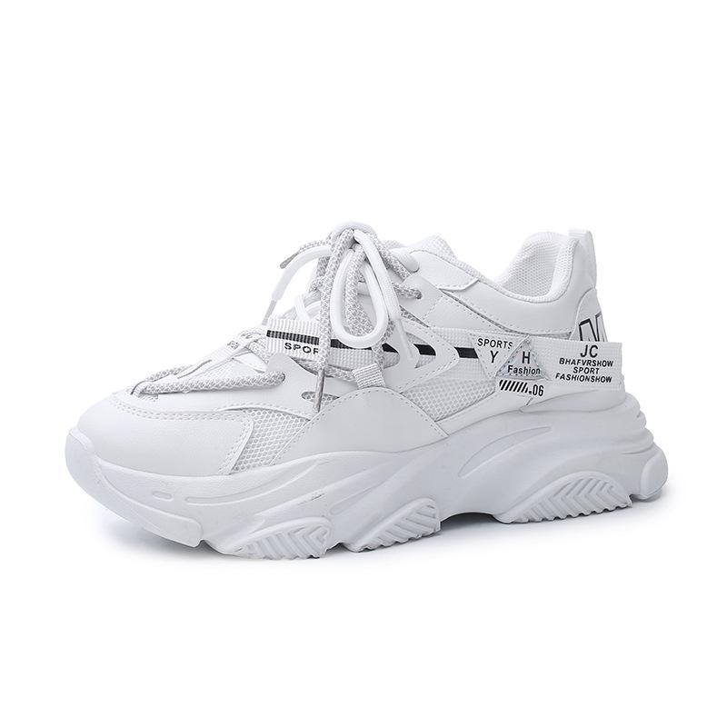 

Модные женские кроссовки Обувь женская Модные сетчатые дышащие белые теннисные туфли женские на платформе Девушка вулканизированная обувь zapatillas mujer niña 35 белый