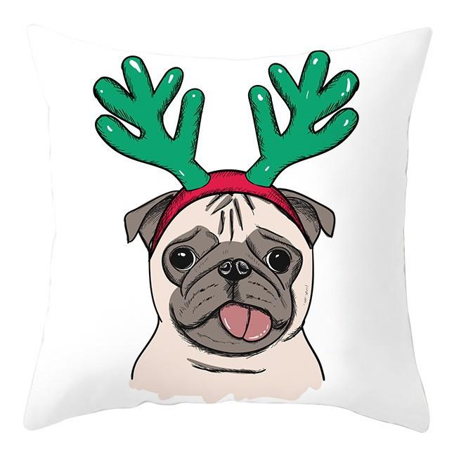 Cartoon Christmas Dog Car Pattern Pillow Case Festive Home Decoration Office Car Cushion Pillow Case