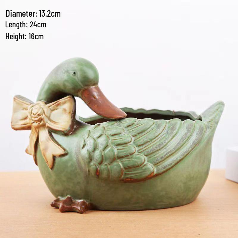 Creative Cartoon Frog and Bird Ceramic Plant Pot – Unique Gardening Decor