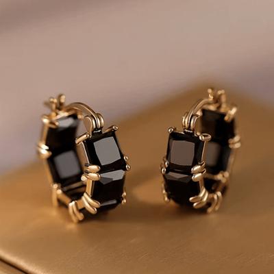 Boucles d'oreilles tendance en cristal noir et zirconium avec un tempérament unique