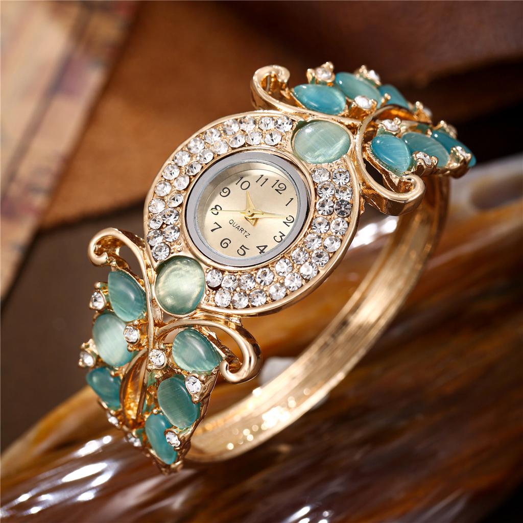 Damen Armband Quarzuhr Armreif Armbanduhr Strasssteine Uhren