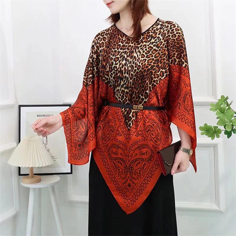 2025 Shawls Summer Beach Sexy Women Fashion Print Chiffon Smock Bikini Cover Up Loose Blouse Sunscreen Comfortable Poncho Hot