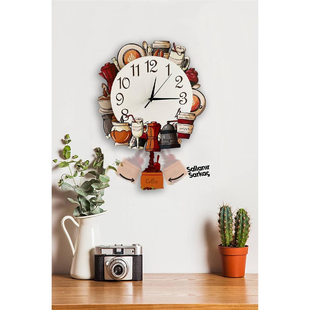 Koktajl 3d Design Swinging Pendulum Wall Clock